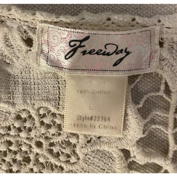 Freeway Womens Blouse Fairy Large Ivory Lace Feminine Boho Floral Festival Top - Picture 9 of 13